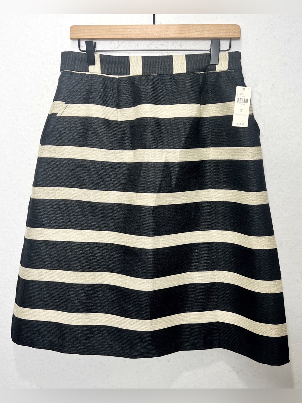 NWT Hutch Anthropologie Metallic Thread Stripes A-Line Skirt Size 8 Gold Black